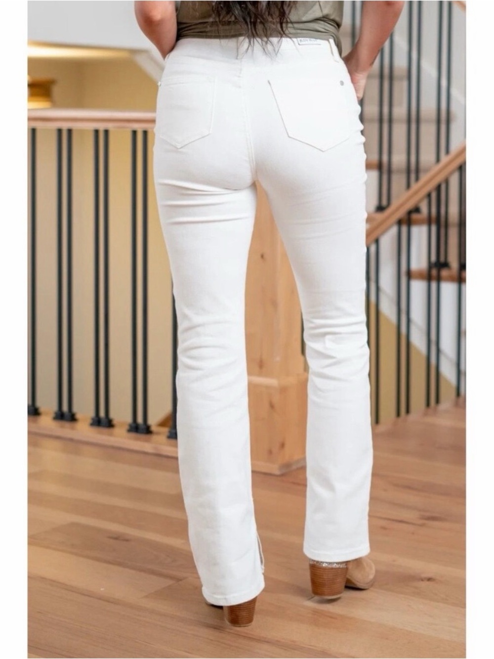 Judy Blue 13/31 White Lila Mid Rise Split Hem Bootcut Jeans NEW - Picture 5 of 12